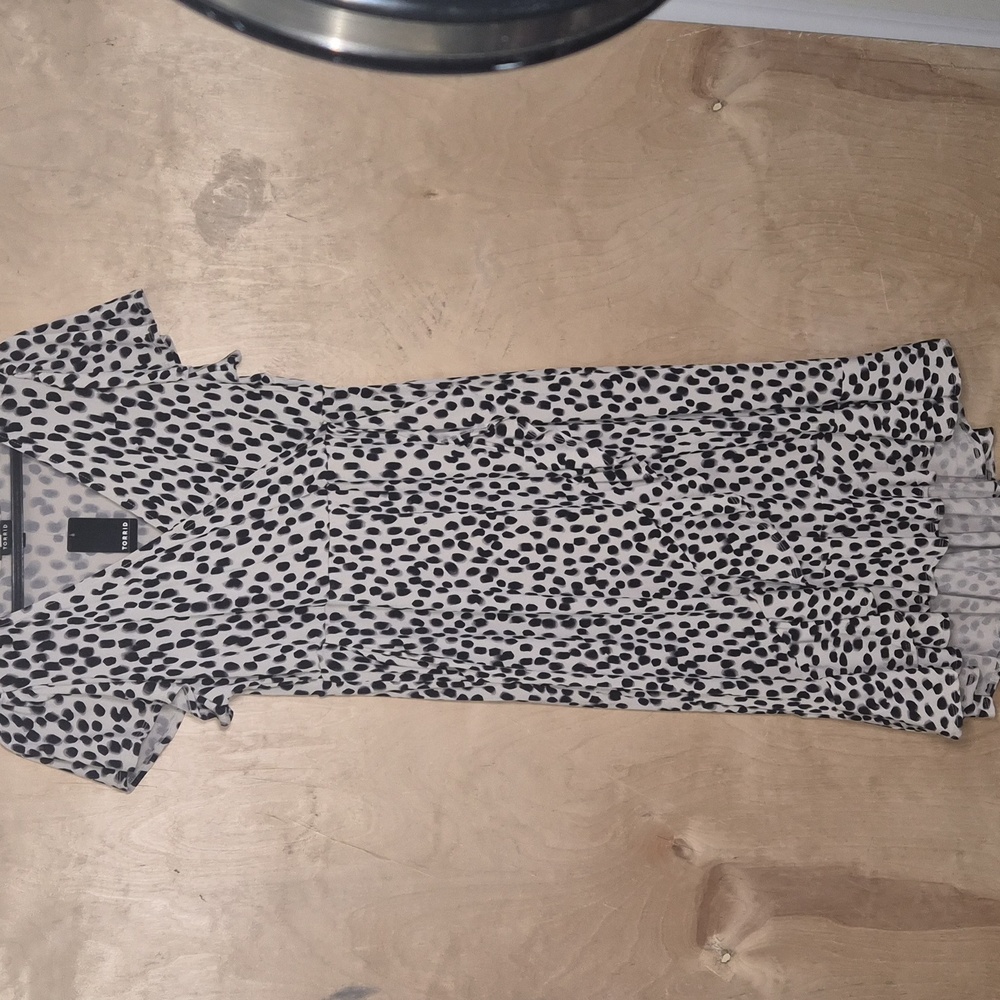 torrid Black and White Animal Print Wrap-Style Midi Dress
